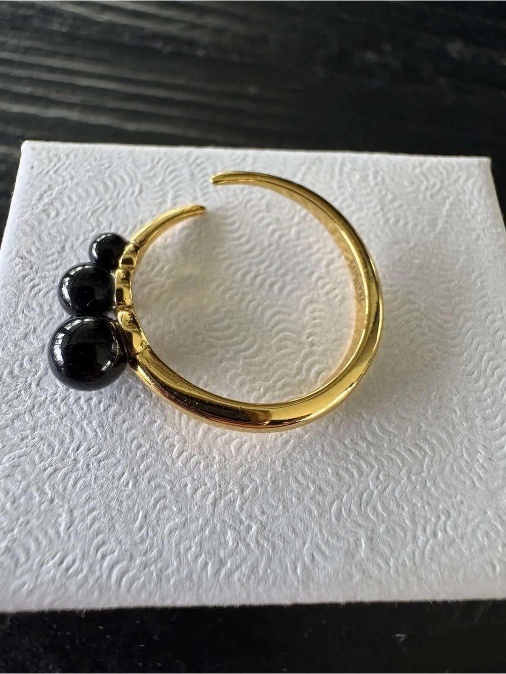 Black & Gold Graduated Bead Adjustable Statement Ring